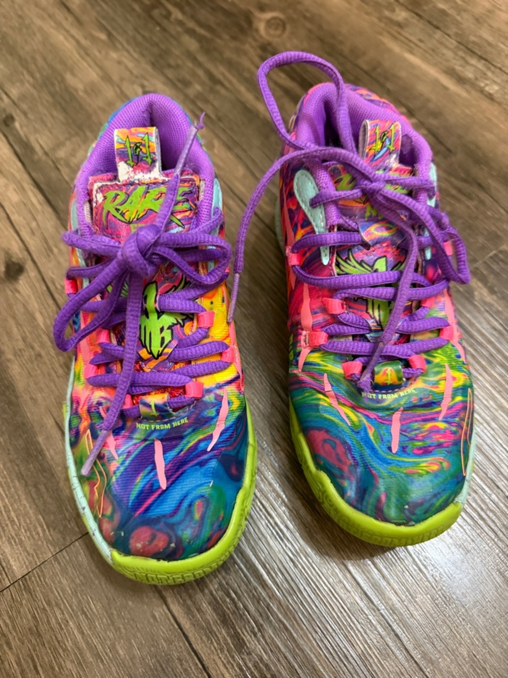 Kids Multicolor Tie-Dye Athletic Sneakers - Purple Laces